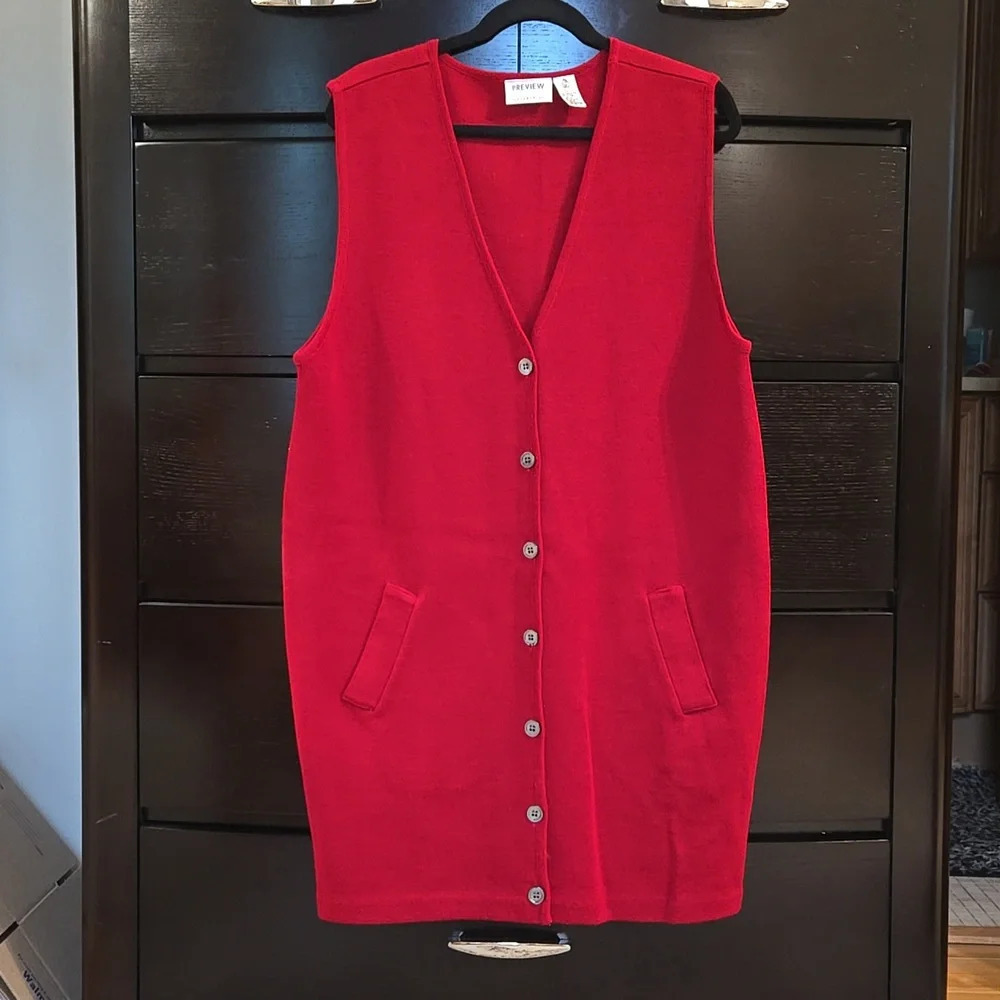 Preview Collection Wool Long Button Dawn Sweater Vest size Large
